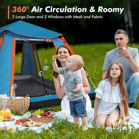 JG20375527 4 Sided Full Floor Camping Tent With 3 Windows 2.15m x 2.15m x 1.42m