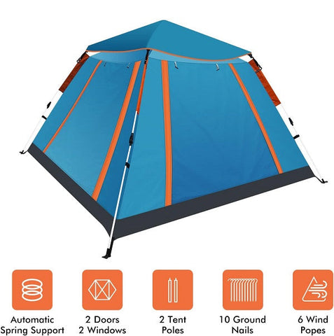 JG20375527 4 Sided Full Floor Camping Tent  With 3 Windows 2.15m x 2.15m x 1.42m