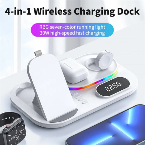 Andowl A06 Wireless (4 in 1) Charging Station Dock (LED with clock)