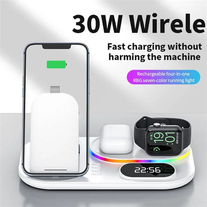 Andowl A06 Wireless (4 in 1) Charging Station Dock (LED with clock)