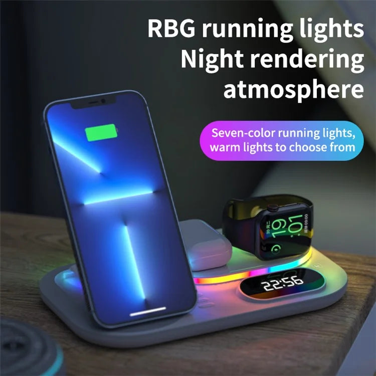 Andowl A06 Wireless (4 in 1) Charging Station Dock (LED with clock)