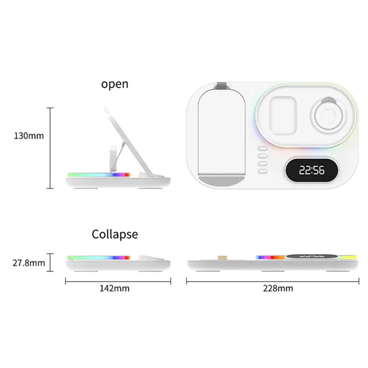 Andowl A06 Wireless (4 in 1) Charging Station Dock (LED with clock)