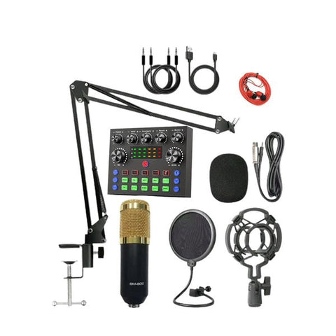 Andowl Q-SK8 Professional Podcast Condenser Microphone With Sound Card Set