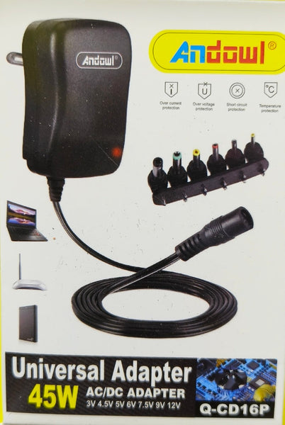 Andowl Q-CD16P Adjustable Universal Power Supply 3 to 9V 45W with 6 plugs