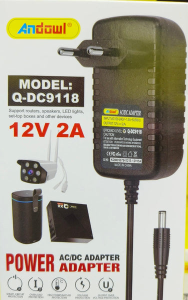 Andowl Q-DC9118 Power supply, for surveillance cameras, AC/DC 12V 1.5A
