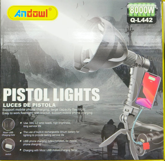 Andowl Q-L442 USB Rechargeable Pistol LED Flashlight 8000w