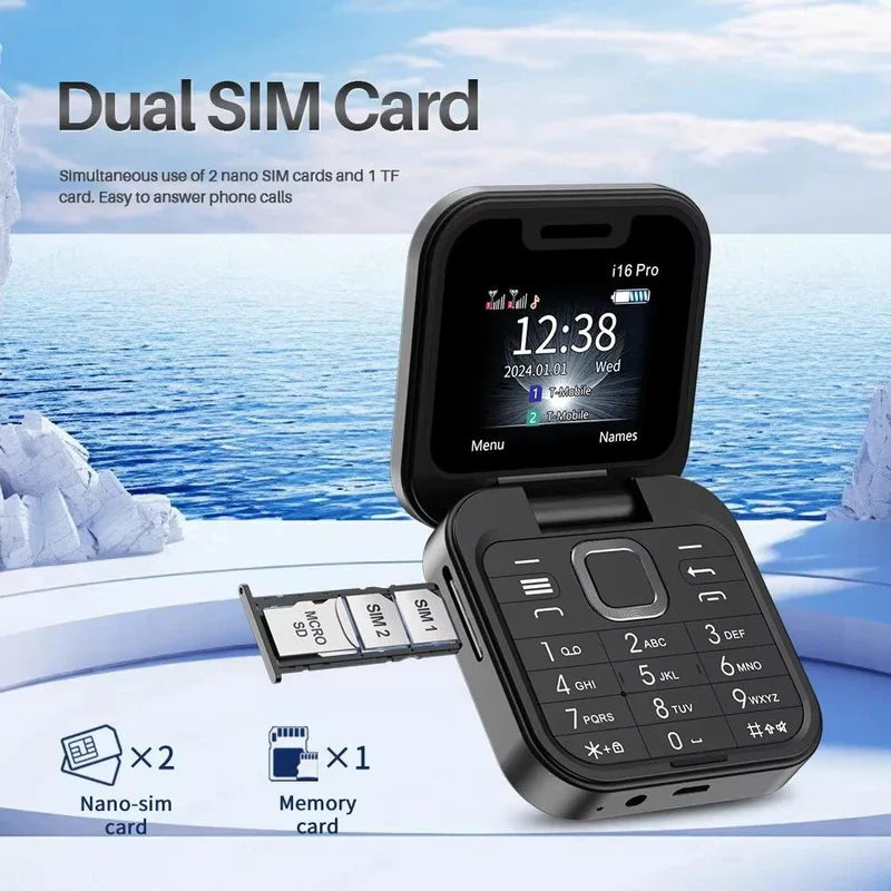 i16 Pro Mini Flip Phone - (.77 inch)